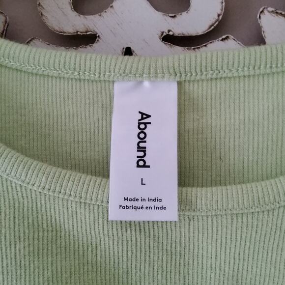 Abound Women's Ribbed Cut-Out Cotton Crop Tank Top in Green - Picture 4 of 5